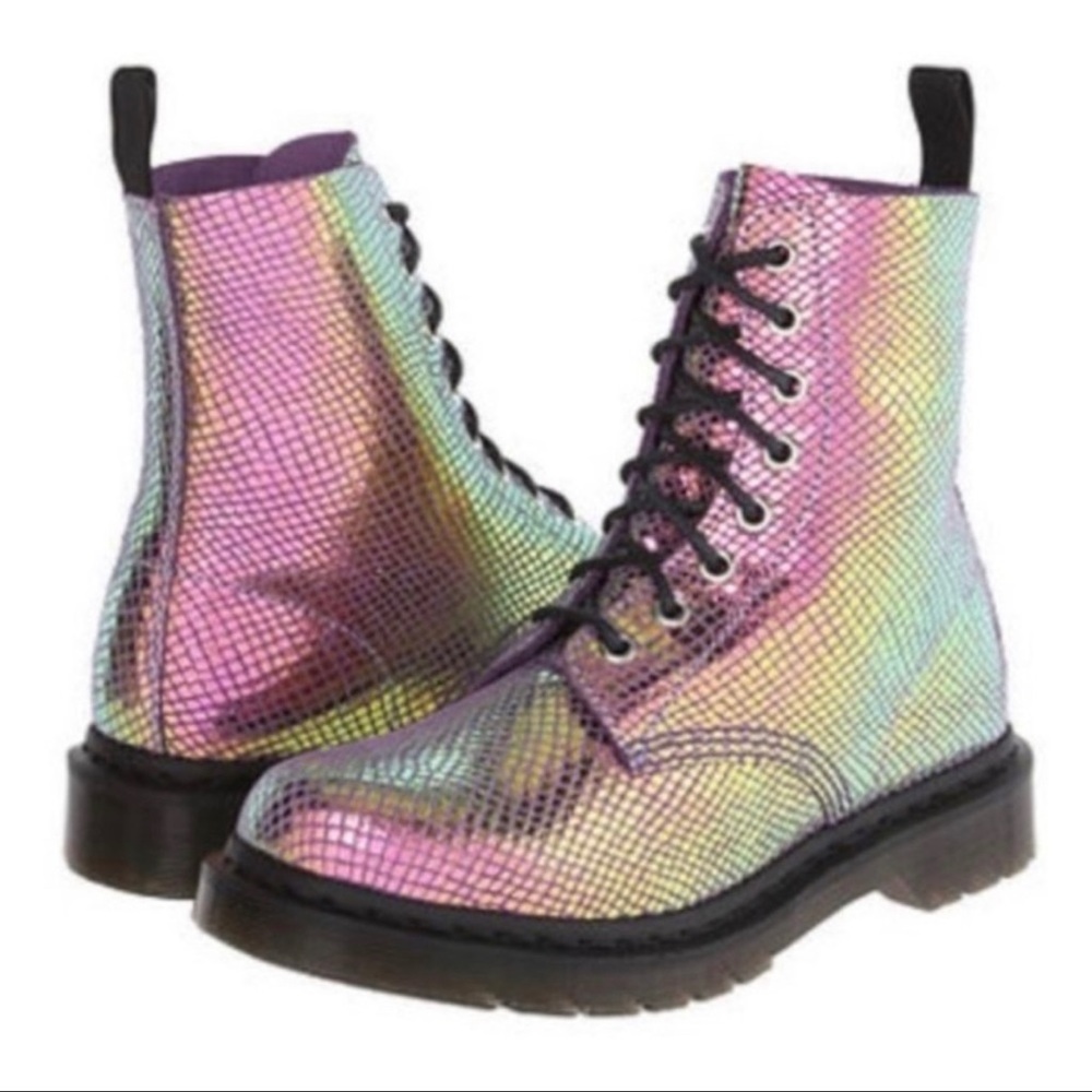 Dr Marten Pascal Iridescent Violet Mirror Mermaid Boots